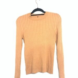 24/7 Womens Long Sleeve Ribbed Top Size M Color Tan